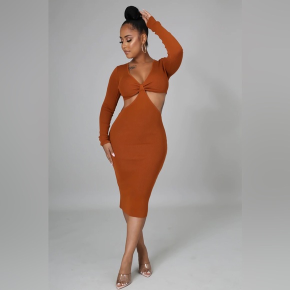 Hit Me Up Boo Mini Dress - Rust - Picture 4 of 5